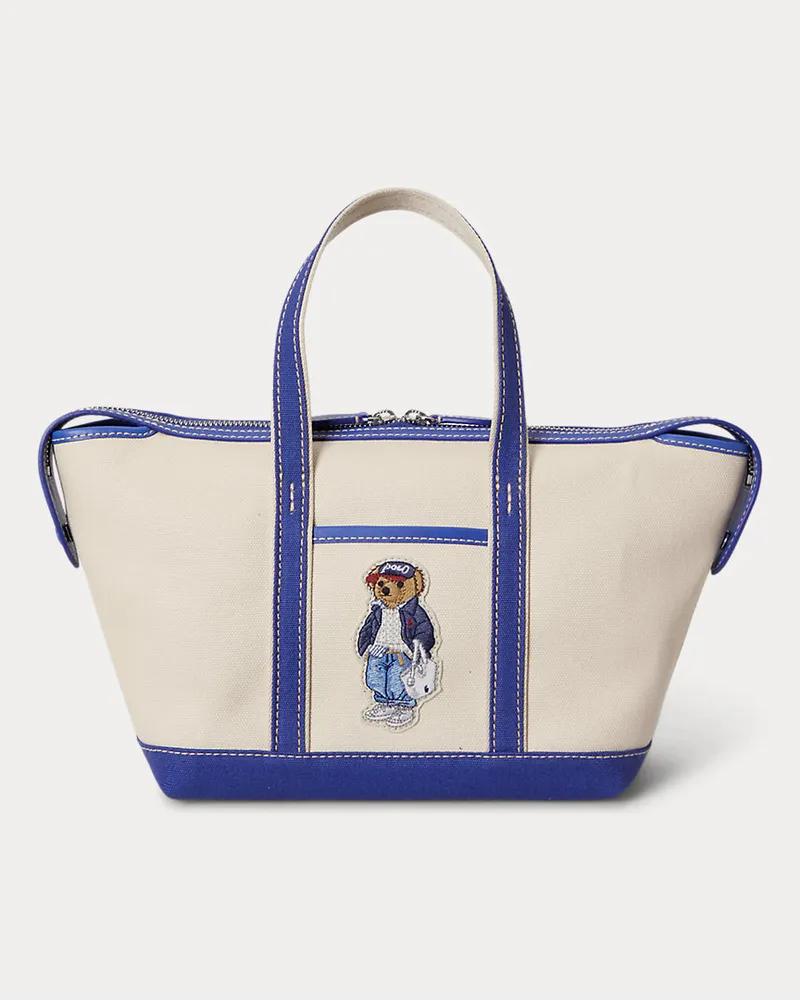 Ralph Lauren Mini-Shopper-Tragetasche mit Polo Bear Blue