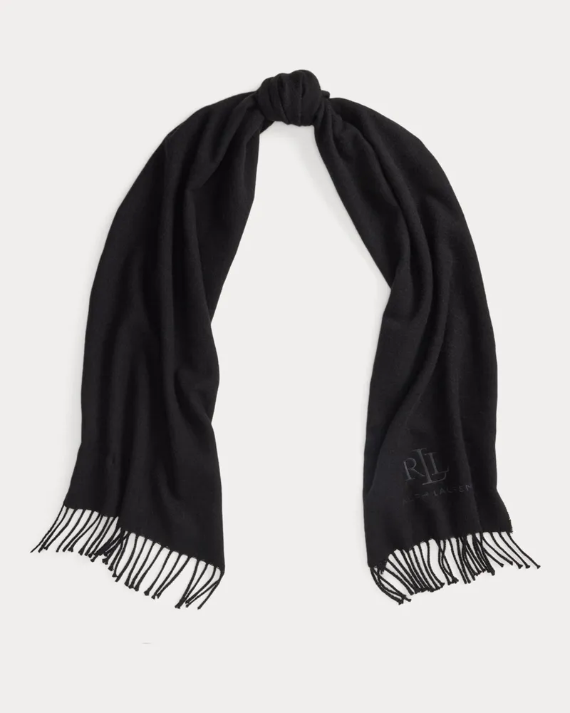 Ralph Lauren Woll-Kaschmir-Schal mit Fischgratmuster Black