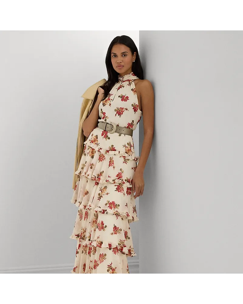 Ralph Lauren Geblümtes Abendkleid aus Georgette Multi