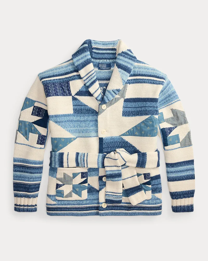 Ralph Lauren Baumwoll-Leinen-Cardigan mit Aufnähern Blue