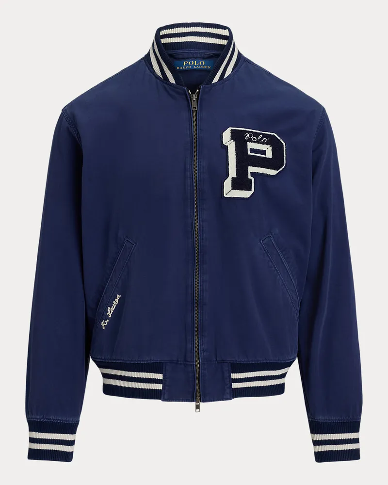 Ralph Lauren Bestickte Trainingsjacke aus Segeltuch Blue
