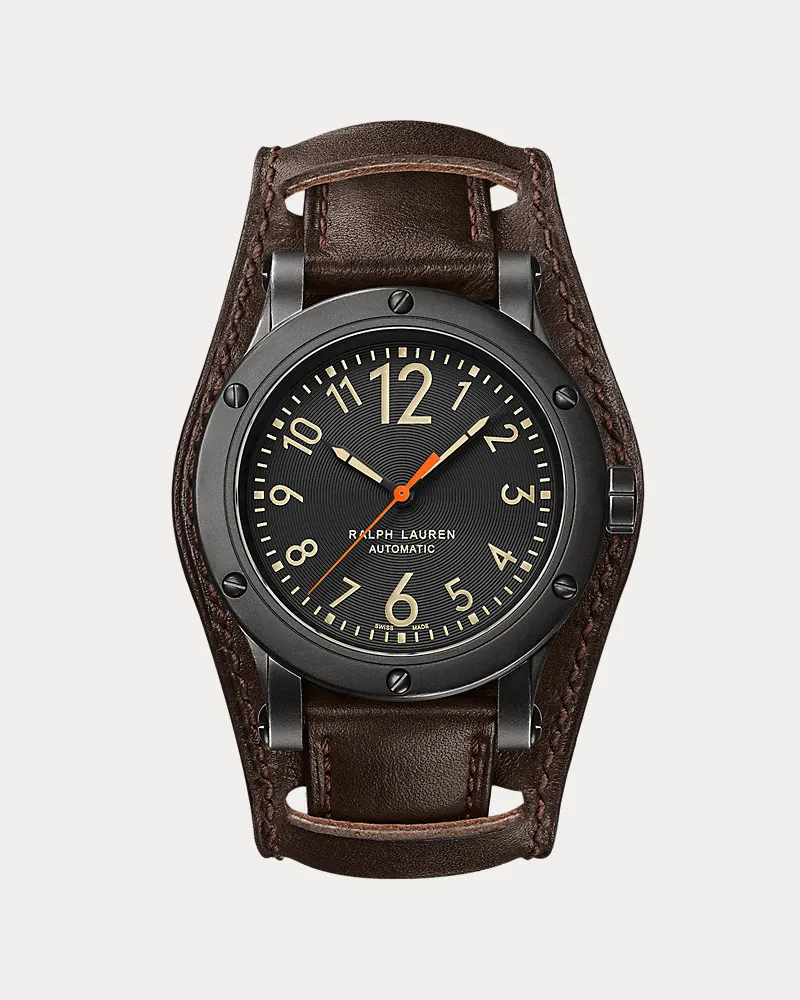 Ralph Lauren 42 MM Uhr aus Stahl in Antik-Optik Black