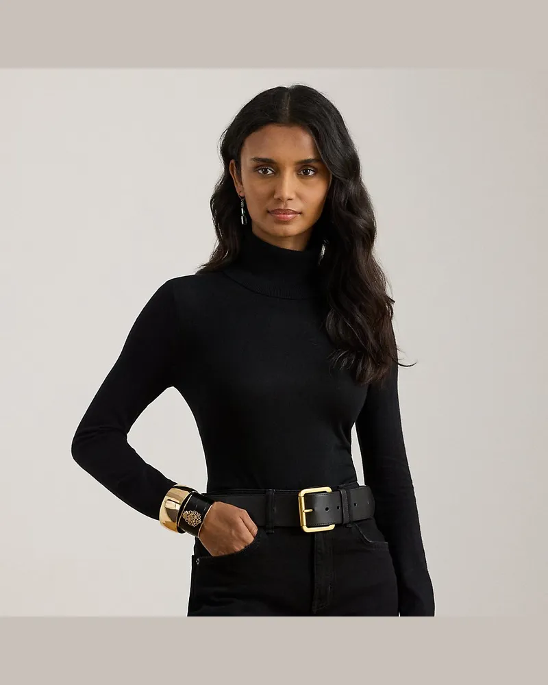 Ralph Lauren Rollkragenpullover aus Seidenmischung Black
