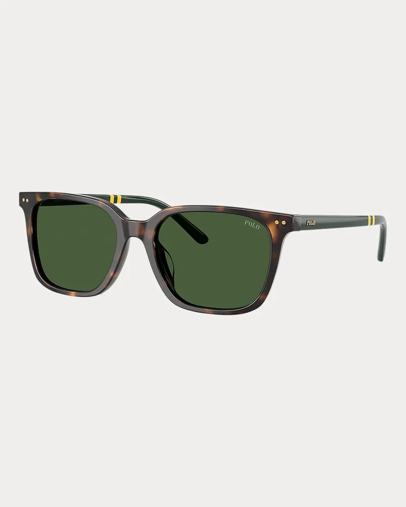 Ralph Lauren Eckige Sonnenbrille mit Rugbystreifen Brown
