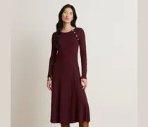 Geripptes Kleid mit Knopfleiste