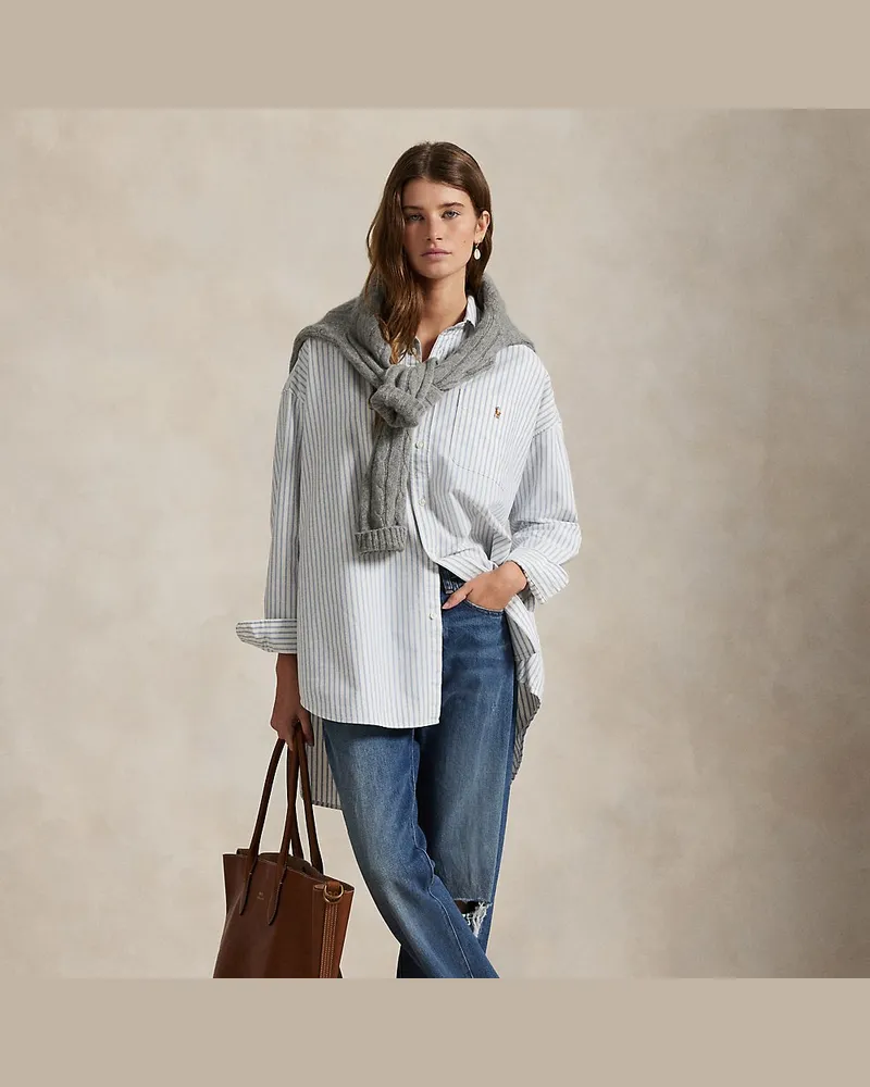 Ralph Lauren Gestreiftes Big-Fit Baumwolloxfordhemd White