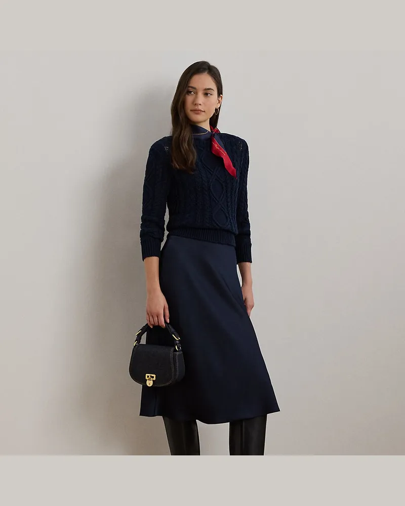Ralph Lauren Kurzgrößen - Midirock aus Satin-Charmeuse Blue