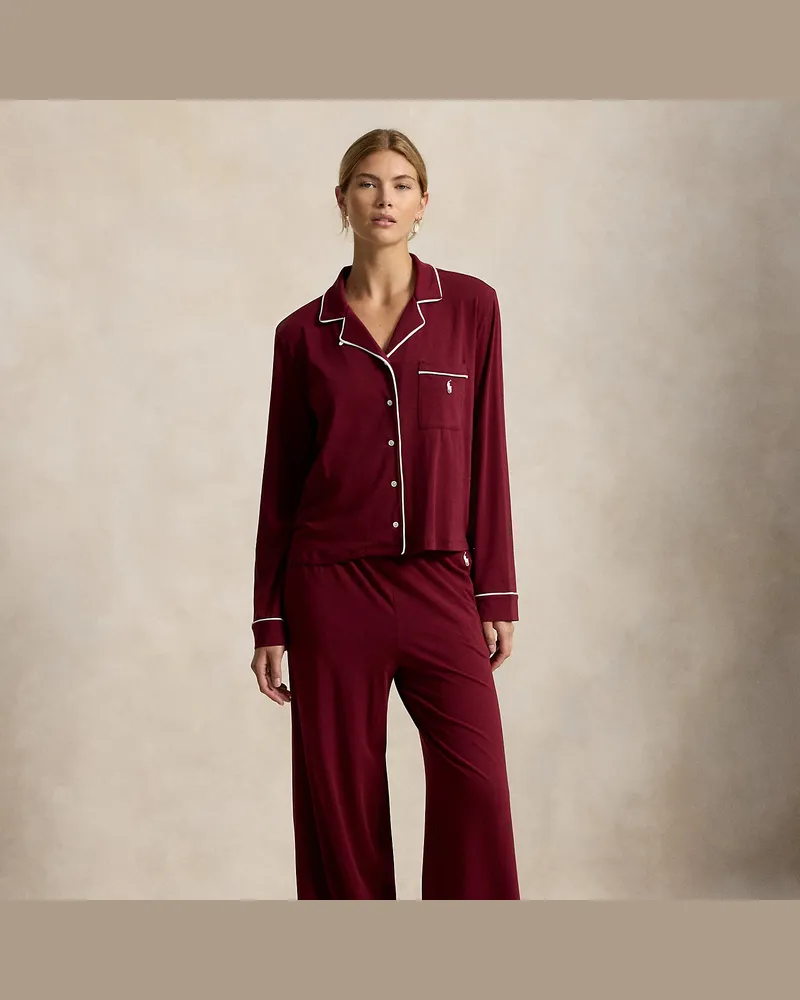 Ralph Lauren Langärmliger Pyjama aus Jersey Red