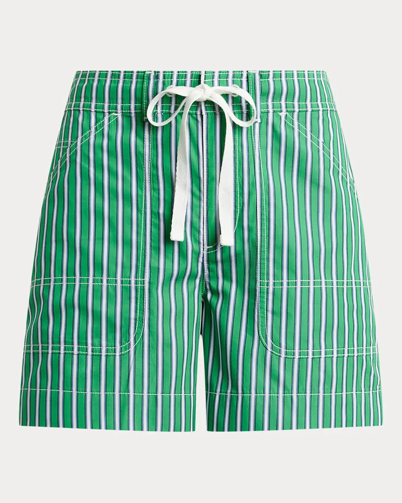 Ralph Lauren Gestreifte Baumwollshorts mit Tunnelzug Green