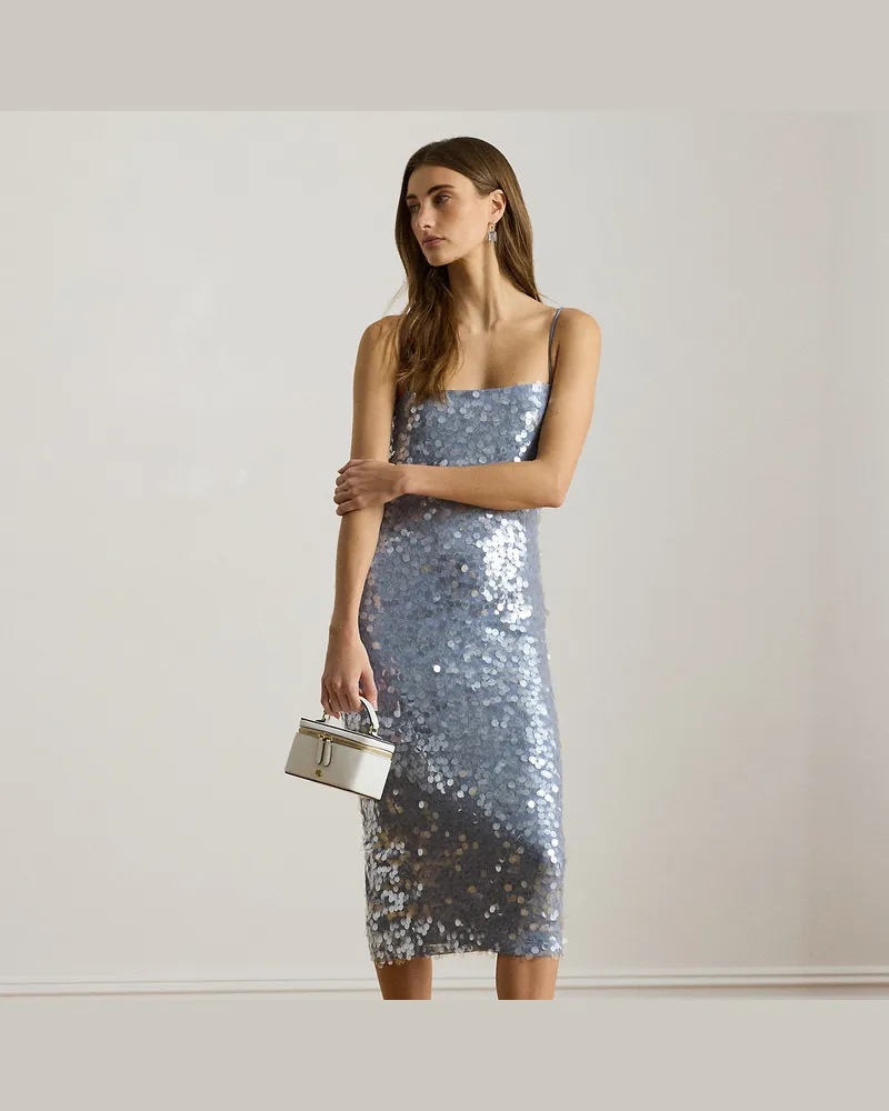 Ralph Lauren Midi-Cocktailkleid mit Pailletten Blue