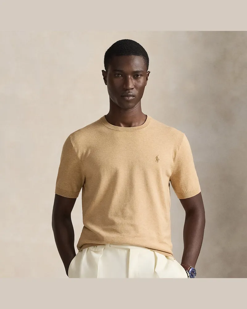 Ralph Lauren Rundhals-Kurzarmpullover aus Baumwolle Natural