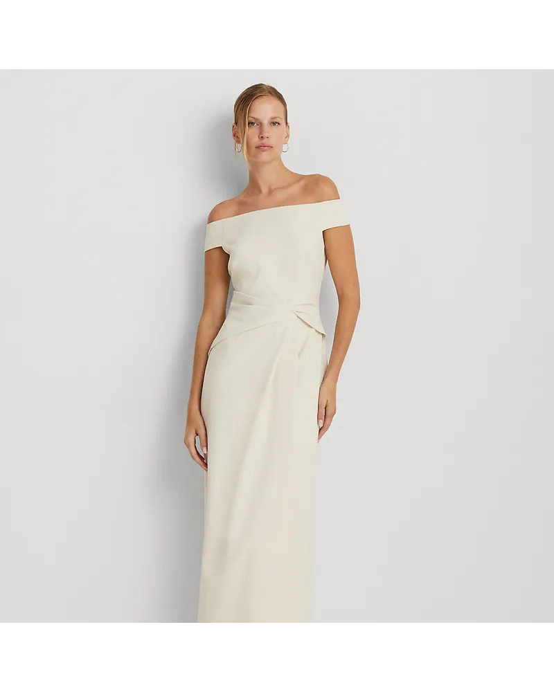 Ralph Lauren Schulterfreies Crêpe-Abendkleid Cream