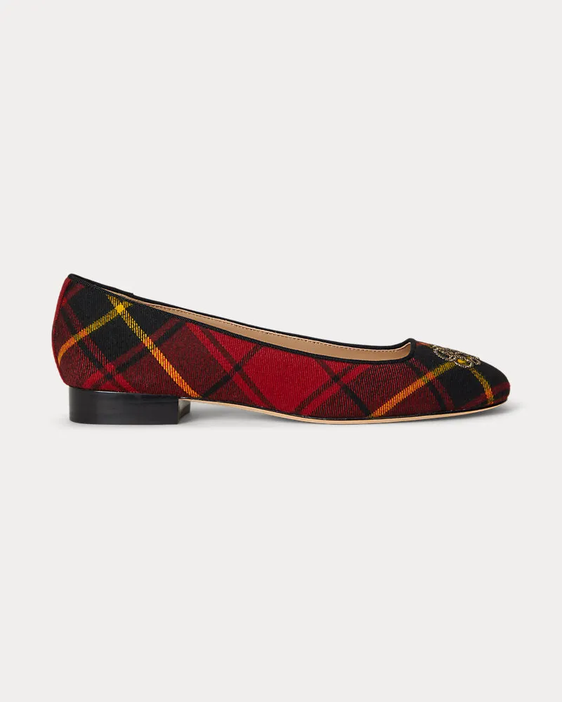 Ralph Lauren Karierter Ballerina Emellie mit Logo Black