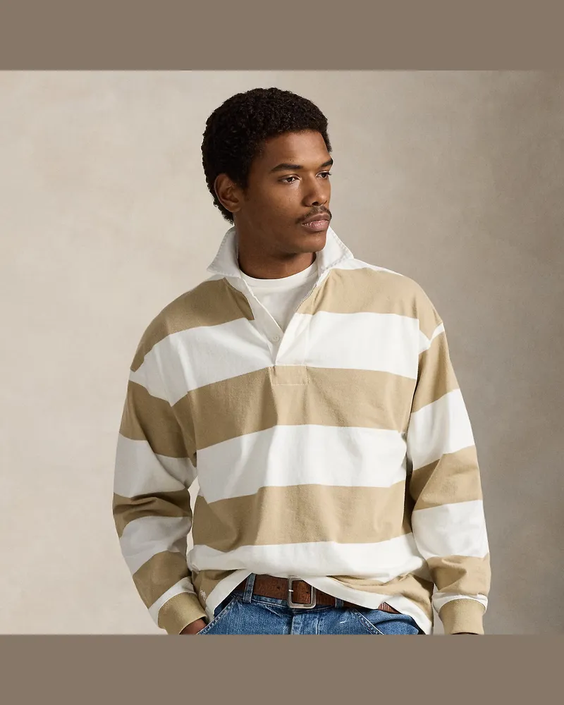 Ralph Lauren Big-Fit Jersey-Rugbyhemd mit Streifen Cream