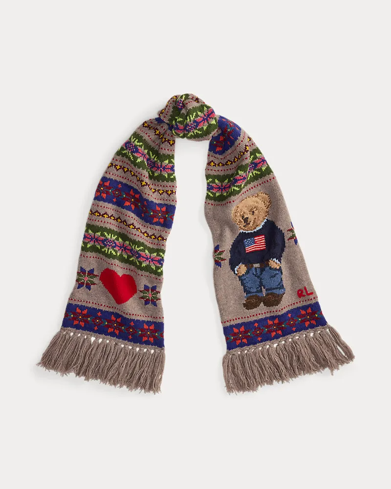 Ralph Lauren Schal aus Wollmischung mit Polo Bear Multi