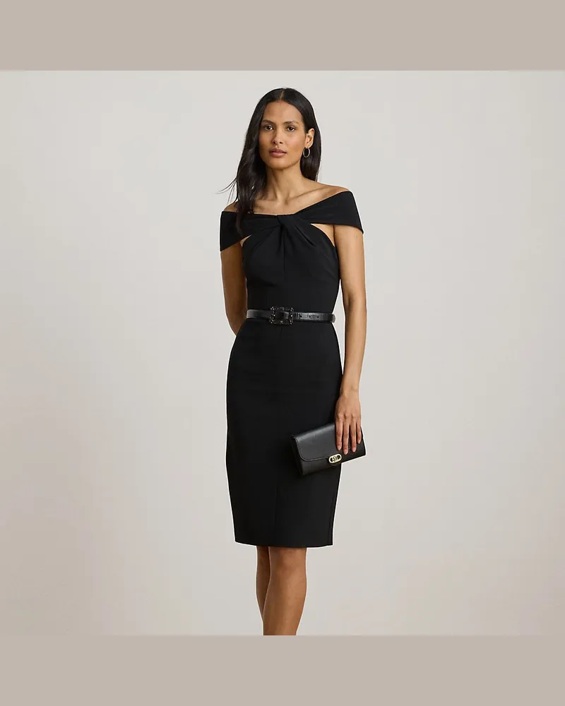 Ralph Lauren Crêpe-Cocktailkleid mit Twist-Detail Black