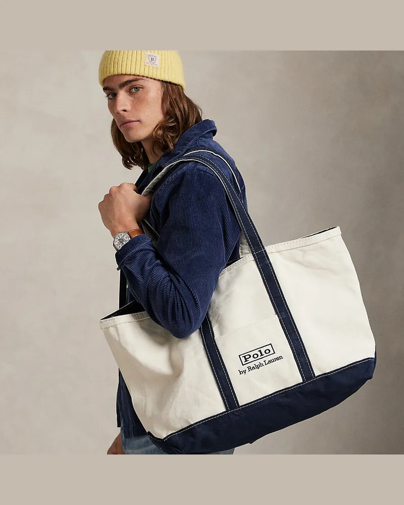 Ralph Lauren Segeltuch-Tragetasche mit Logo Cream