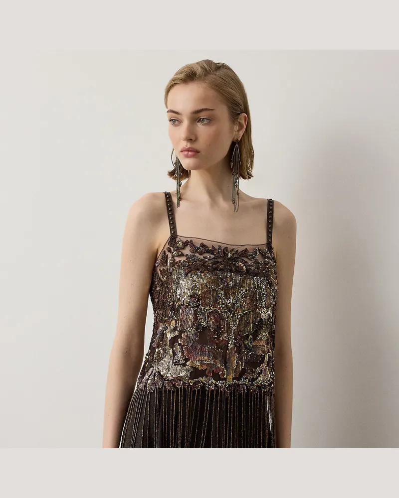 Ralph Lauren Oberteil Sonara mit Fransenbesatz Brown