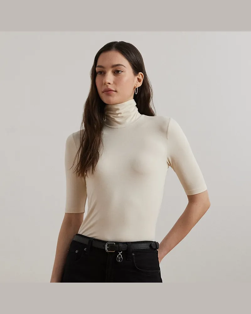 Ralph Lauren Rollkragenpullover aus Stretchjersey Cream
