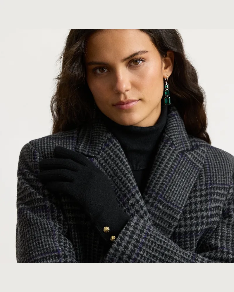 Ralph Lauren Touchscreen-Handschuhe mit Knöpfen Black