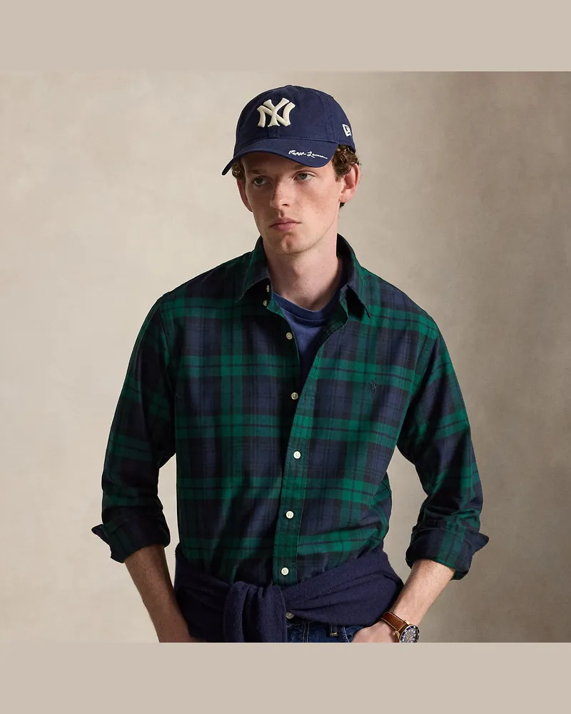 Ralph Lauren Custom-Fit Tattersall-Oxfordhemd Blue