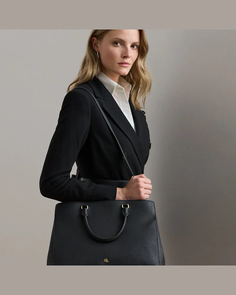 Ralph Lauren Große Tasche Hanna aus Schraffurleder Black