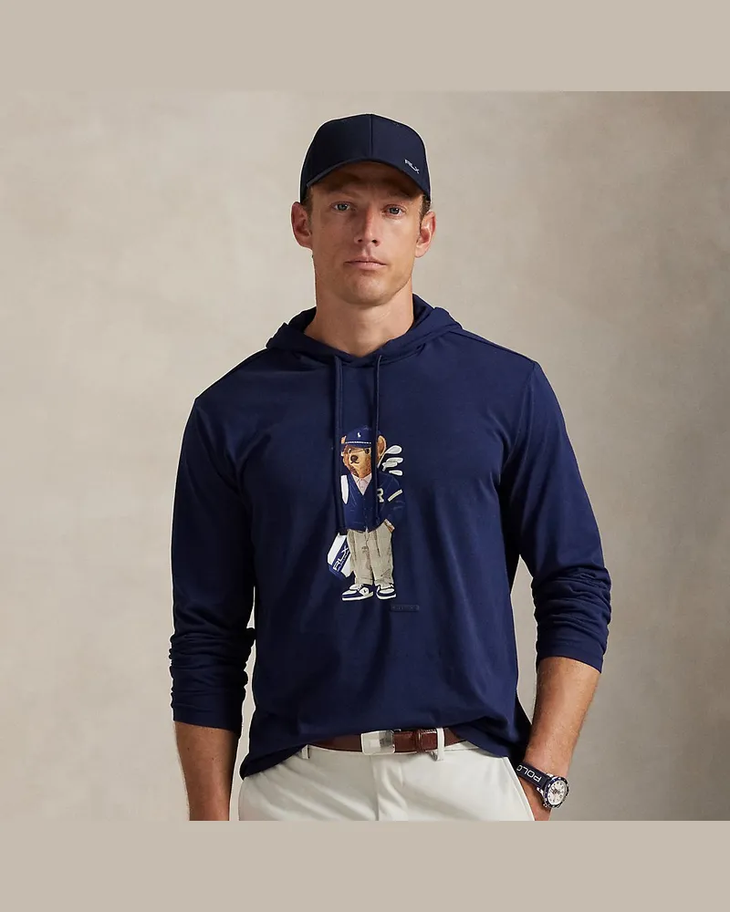 Ralph Lauren Kapuzen-T-Shirt aus Jersey mit Polo Bear Blue