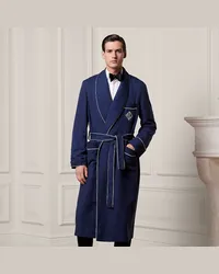 Ralph Lauren Bademantel aus Seidentwill mit Monogramm Blue