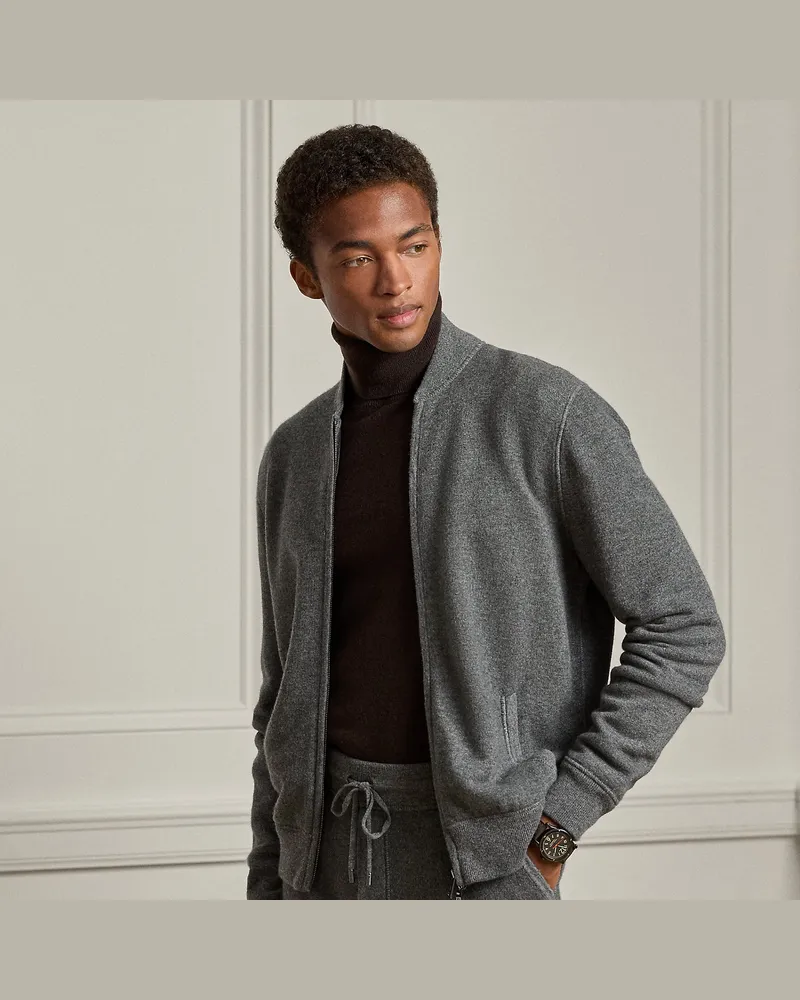 Ralph Lauren Kaschmir-Strickjacke mit Reißverschluss Grey