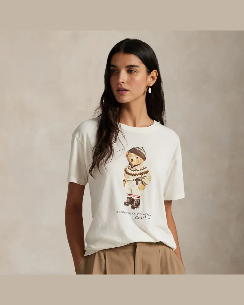 Ralph Lauren Baumwolljersey-T-Shirt mit Polo Bear White