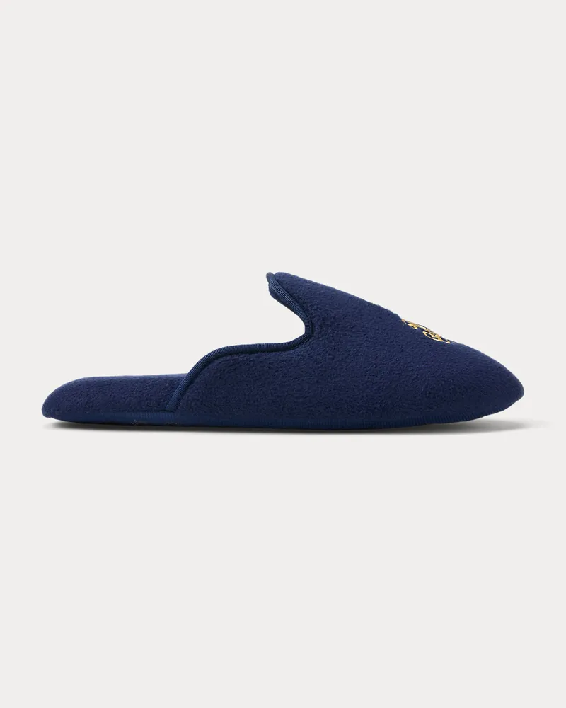 Ralph Lauren Slipper aus Mikrofleece mit Monogramm Blue