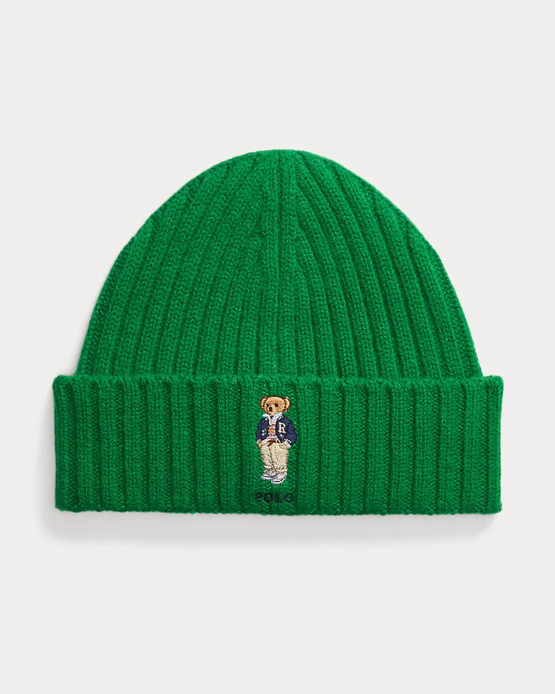 Ralph Lauren Wollmütze mit Polo Bear Green