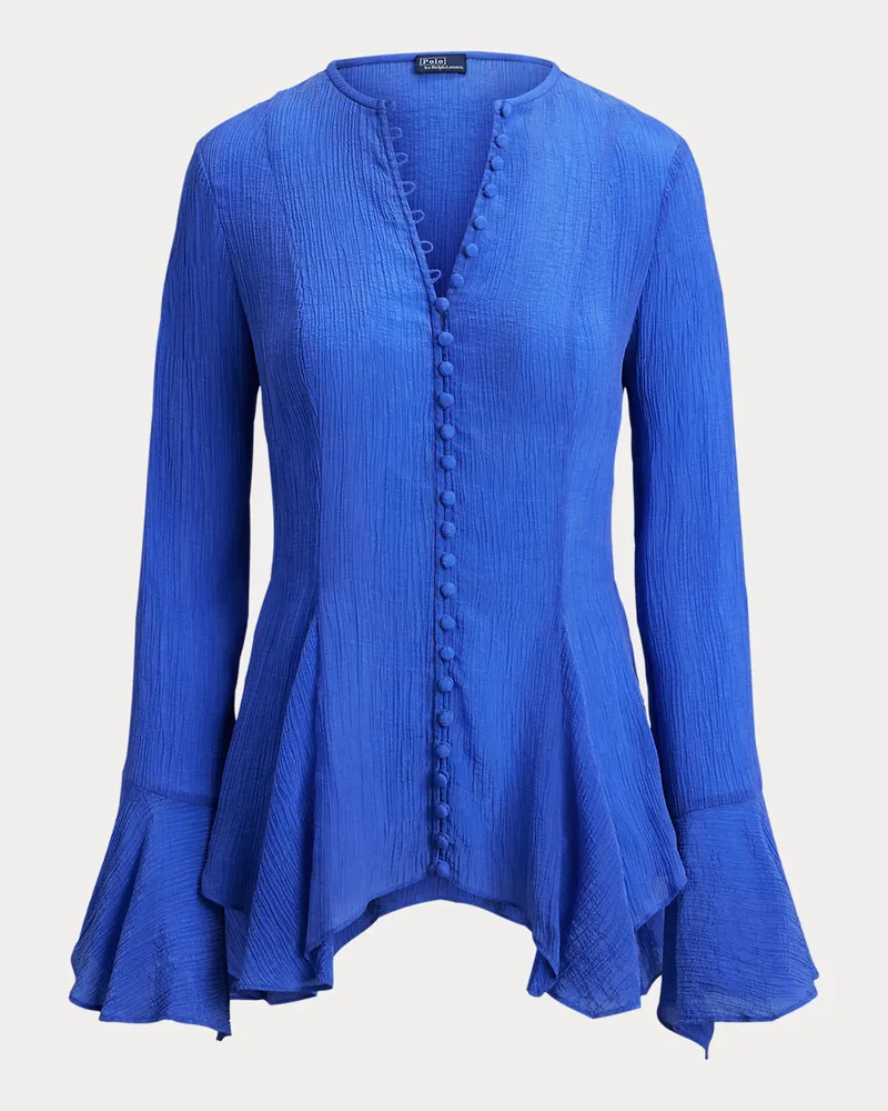 Ralph Lauren Geknöpftes Knitter-Top Blue