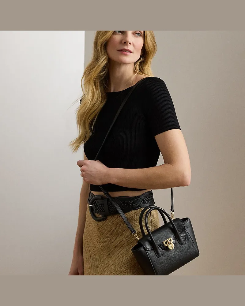 Ralph Lauren Kleine Narbenleder-Umhängetasche Tanner Black
