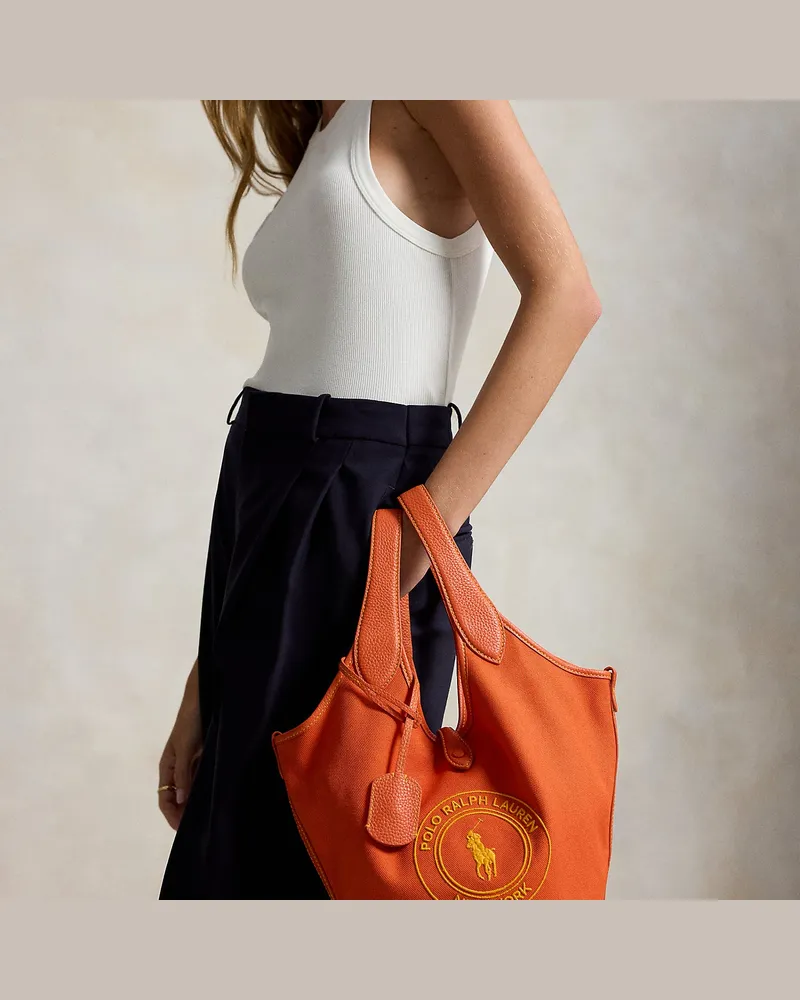 Ralph Lauren Segeltuch-Tragetasche Polo Play mit Logo Orange