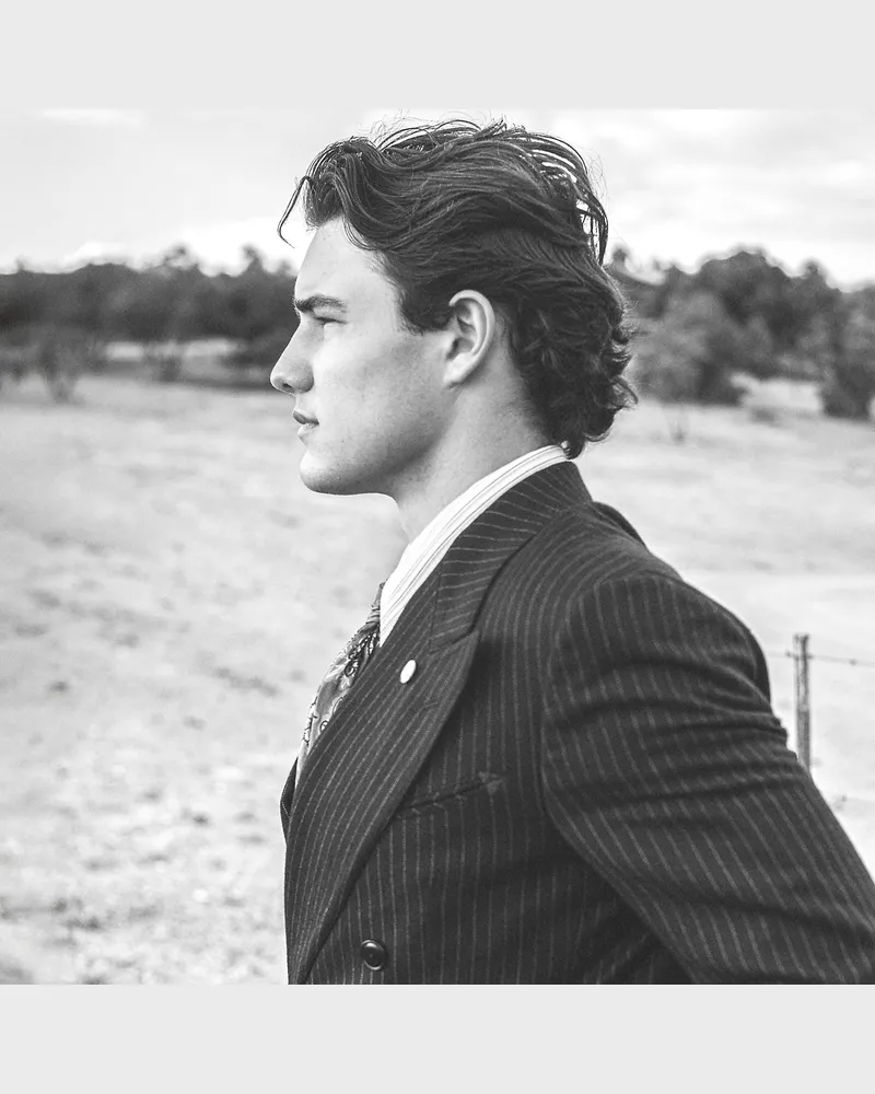 Ralph Lauren Flanell-Westernjacke mit Nadelstreifen Blue