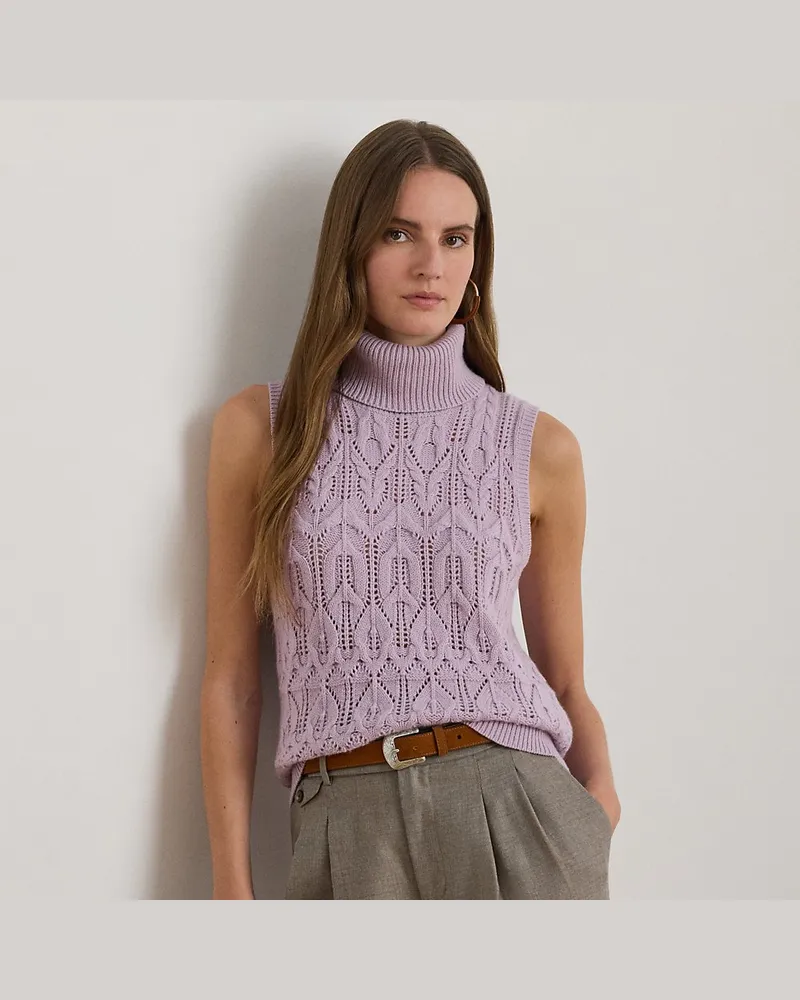 Ralph Lauren Rollkragenpullunder mit Lochmuster Purple