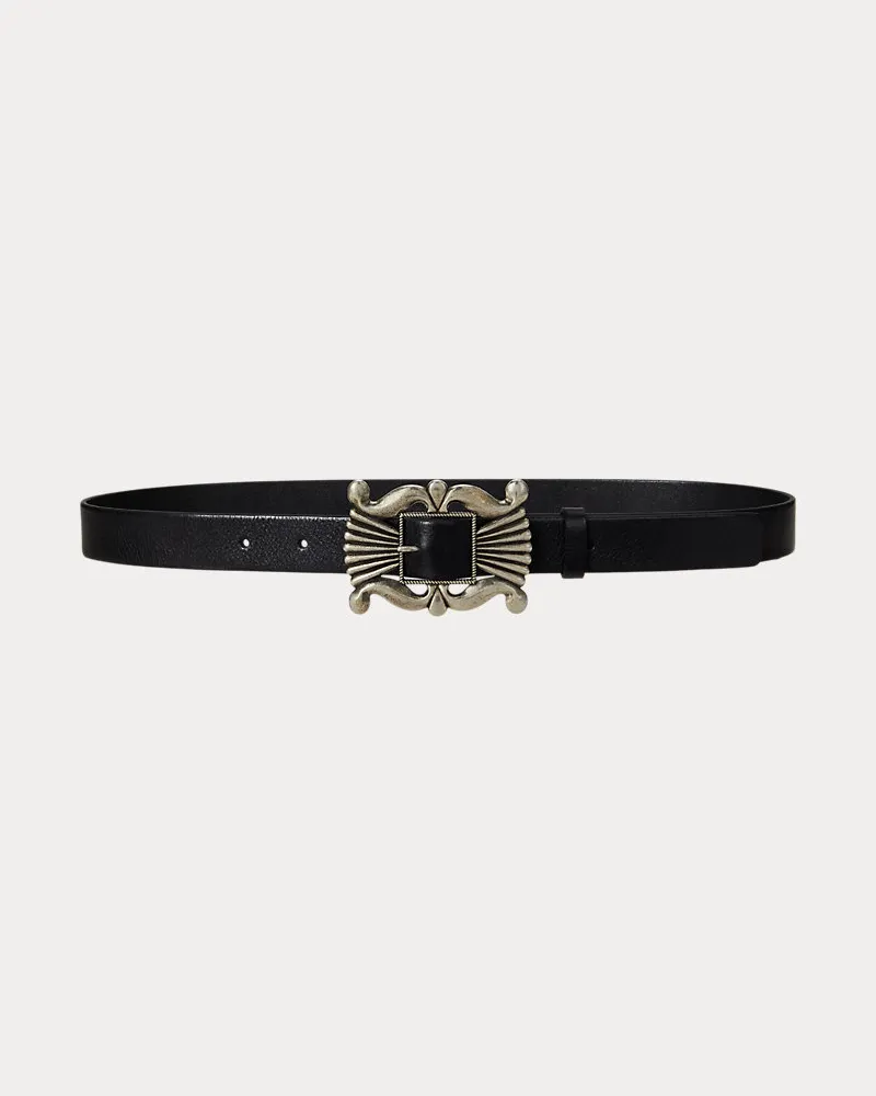 Ralph Lauren Ledergürtel mit dekorativer Schnalle Black
