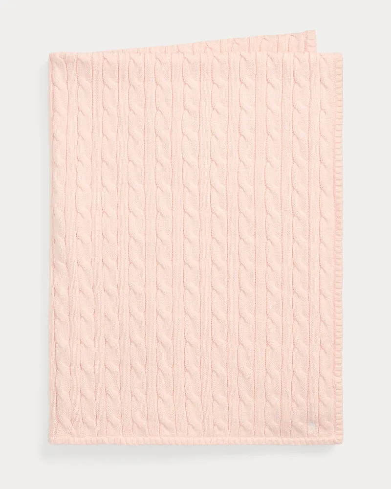 Ralph Lauren Baumwoll-Babydecke mit Zopfmuster Pink