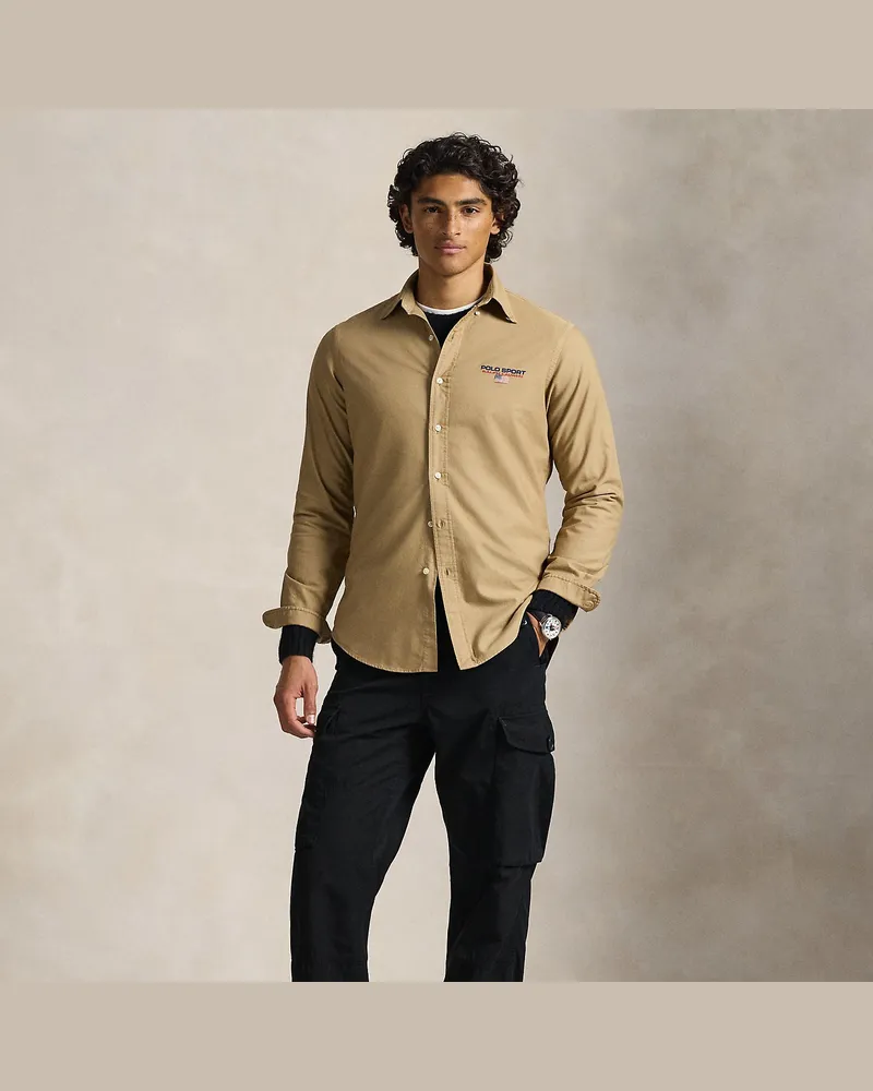 Ralph Lauren Custom-Fit Oxfordhemd Polo Sport Tan