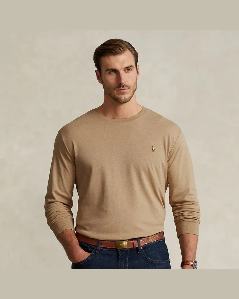 Ralph Lauren Große Größen - Langarm-T-Shirt aus weicher Baumwolle Tan