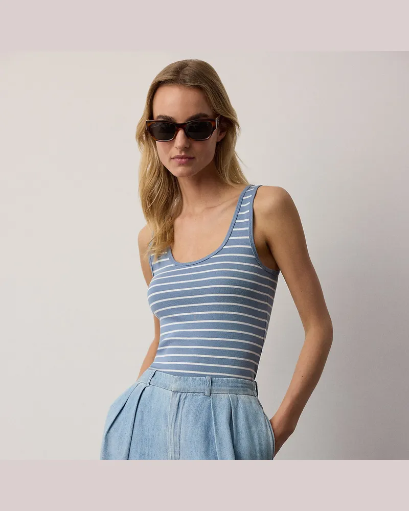 Ralph Lauren Rippenstrick-Tanktop Ellis mit Streifen Blue