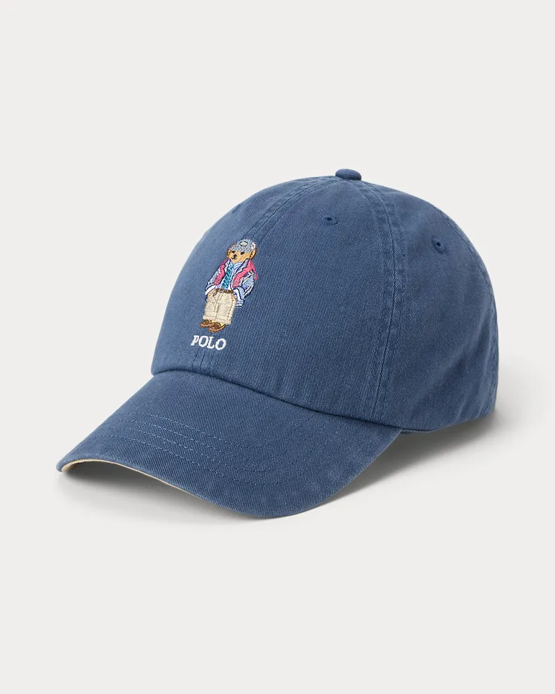 Ralph Lauren Twill-Baseballkappe mit Polo Bear Blue
