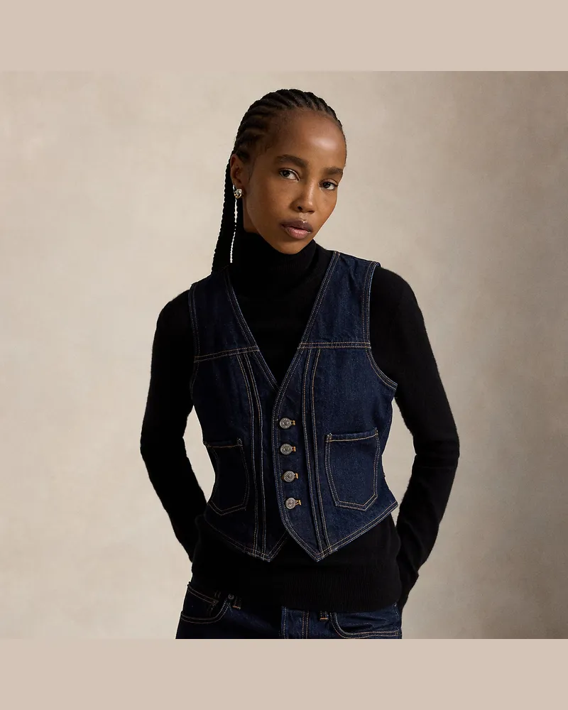 Ralph Lauren Geknöpfte Weste aus Denim Blue