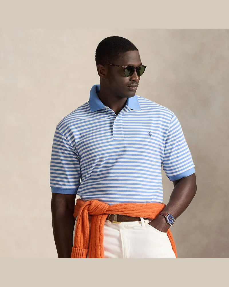 Ralph Lauren Große Größen - Gestreiftes Poloshirt aus Piqué Blue