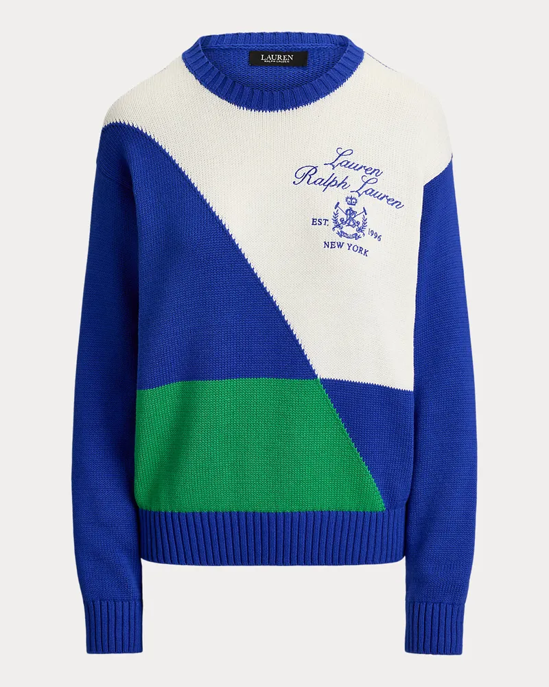 Ralph Lauren Kurzgrößen - Baumwollpullover in Color-Block-Optik Blue