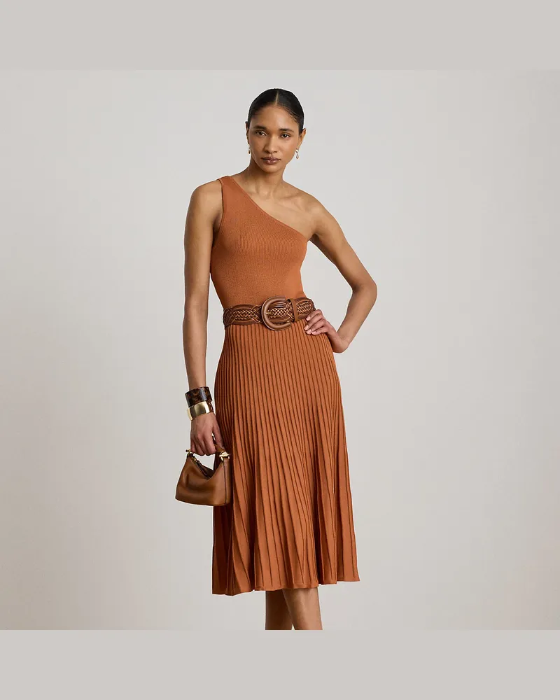 Ralph Lauren Einschultriges Kleid mit Faltenrock Red