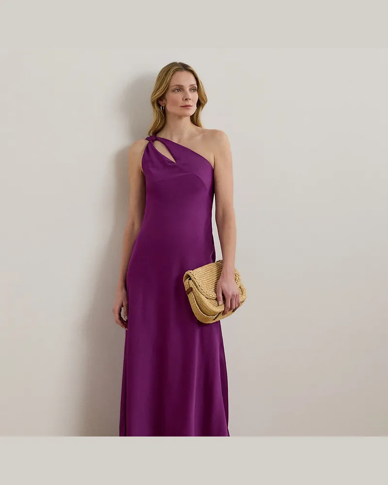 Ralph Lauren Einschultriges Abendkleid aus Charmeuse Purple