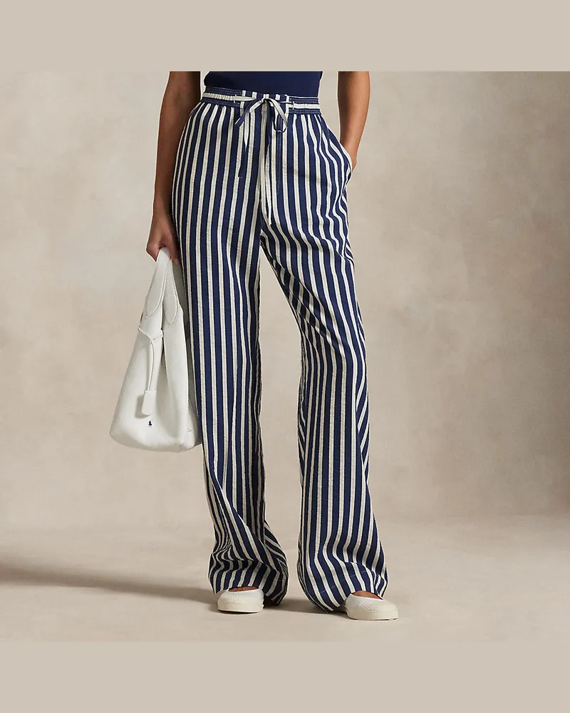 Ralph Lauren Gestreifte Hose mit weitem Bein Blue