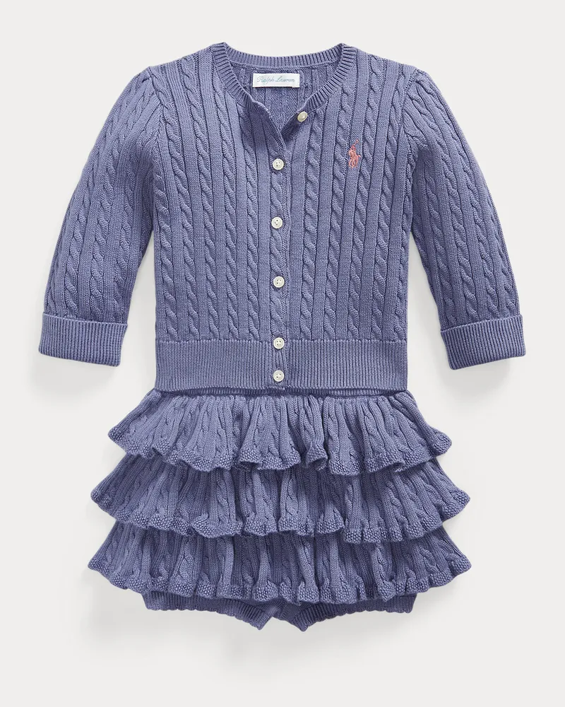 Ralph Lauren Cardigan und Skort mit Mini-Zopfmuster Purple